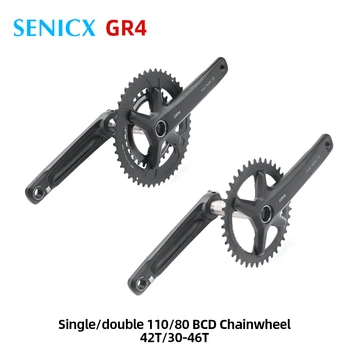SENICX GR4 로드 크랭크셋, BB 24mm 크랭크 암 포함 체인셋, 자전거 170mm 체인휠 110 Bcd, 자갈 자전거 부품, 42T, 30-46T