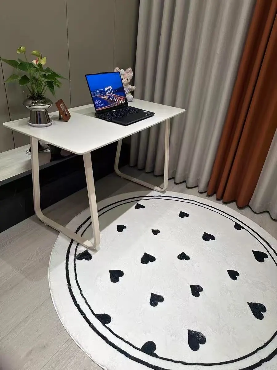 Cream Style Bedroom Decor Round Carpet Fluffy Soft Lounge Rug Modern Simple Carpets for Living Room Washable Plush Cloakroom Mat photo review
