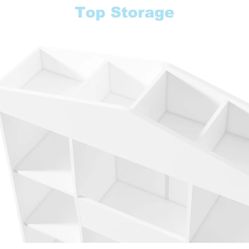 Kids Toy Storage Organizer, 12 Cubby Castle Bookcase and Bookshelf, Nursery Childrens Toddlers Dollhouse Kid Bookshelf 4