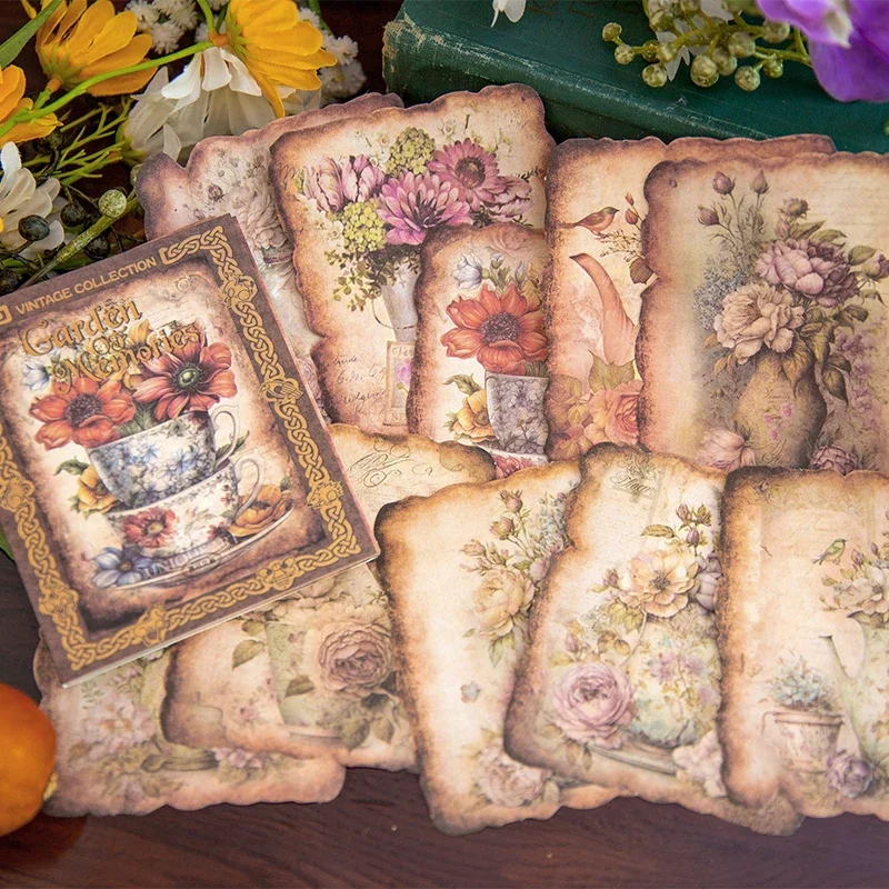 

50Sheets Memory Flower Field Series DIY Material Book Writing Board Vintage Flower Manual Decoration Scrapbook 122*105MM