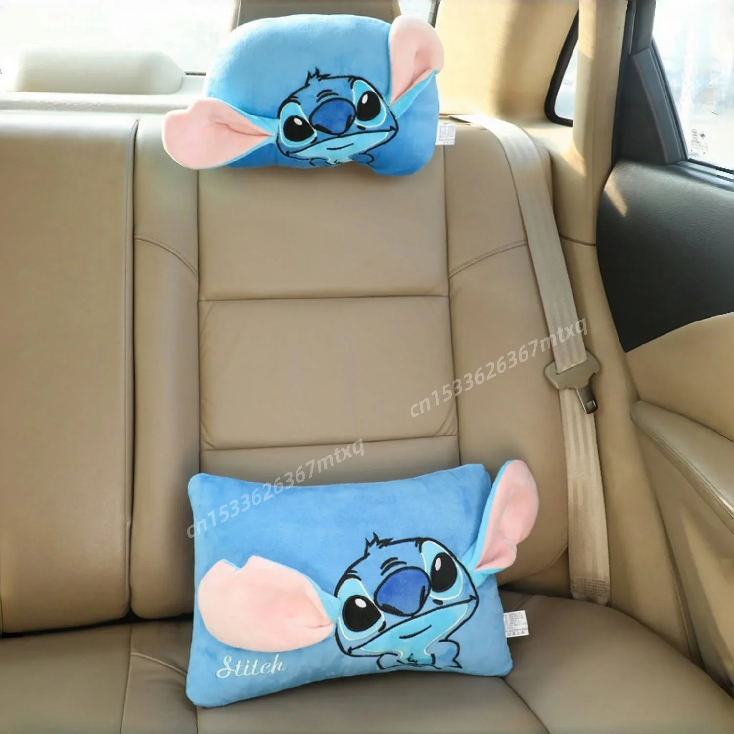 Comfortable Cartoon Headrest Back Cushion Stitch Pooh Bear Nick Judy Stuffed Anime Neck Pillow Back Cushion Car Decor Girl 5