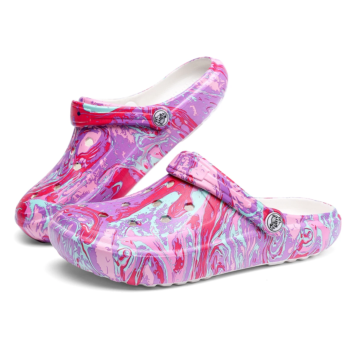 Women's Colorful Cartoon Garden Clog Shoes, Platform Soft Sole Two-way Wear Beach Mules, Pool & Garden Slides, Beach Sandals 6