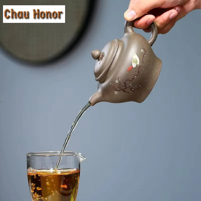 310ml Authentic Yixing Raw Ore Purple Clay Pot Handmade Gray Section Mud Kung Fu Teaset Tea Ceremony Accessories Customized Gift