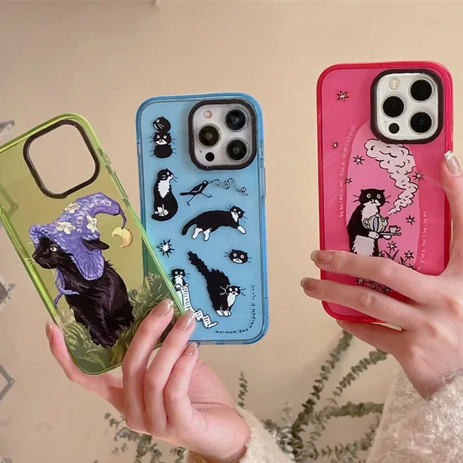 2.0 Version Acrylic Upgrade Border Magic Cat Phone Case Cover for IPhone 11 12 13 14 15 Pro Max Case for IPhone 15 Pro Max