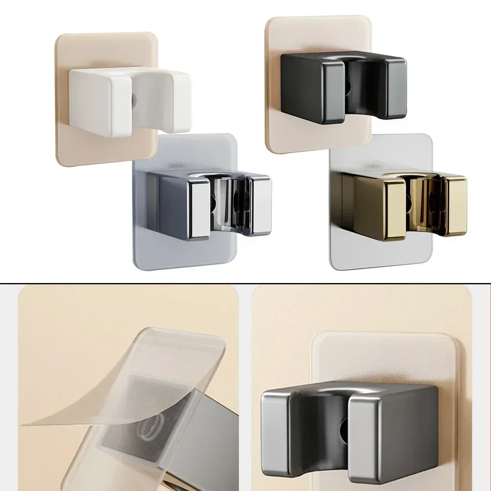 Adjustable Shower Holder Polished Handheld Shower Head Holder Punch-Free Bathroom Wall Mount Bracket Fixing Accessories