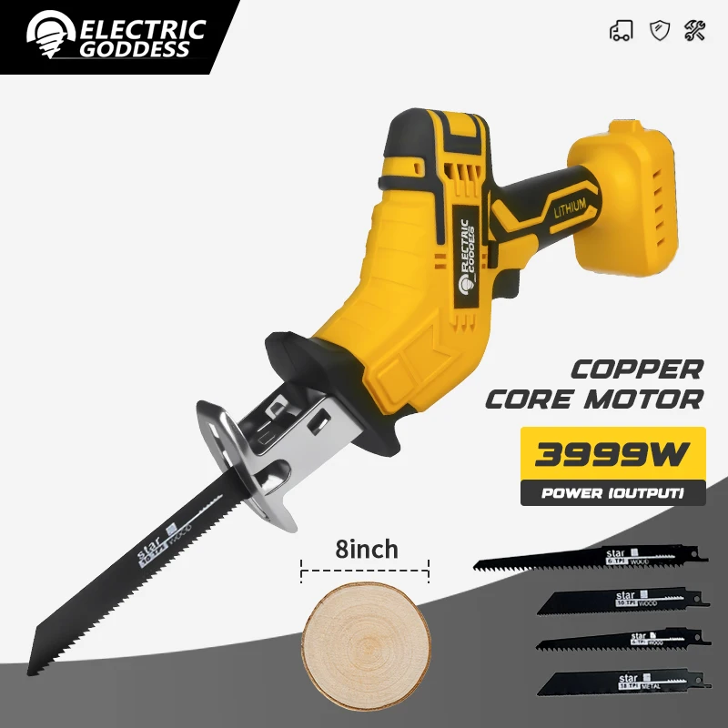 Electric Cordless Reciprocating Saw Wood Metal Cutting Saw Portable Power Tool For Dewalt 20V Battery Pin
