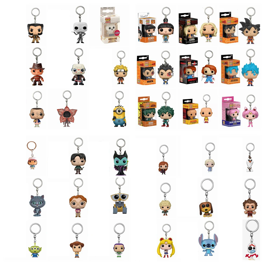 FUNKO POP Nuevo llavero de Frozen Toy Story Wall-E Minions Dragon Ball Naruto One Piece Figura de acción Juguete Regalos para niños