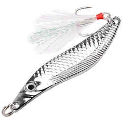 Premium Metal VIB Leech Spinners: Trout Fishing Lures for Night & Saltwater Trolling (Silver - with hook)