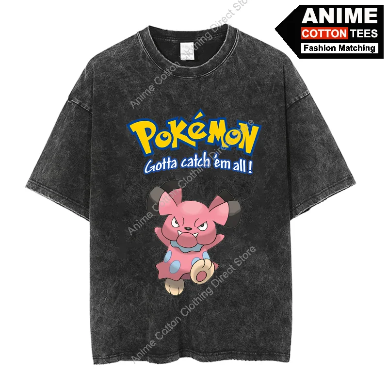 

Pokémon Snubbull T Shirt Cartoon Anime Pokemon Cute Elf Print Clothes Y2k Harajuku Casual Unisex Oversized T-shirt Cotton Tees