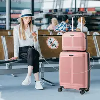 Ensemble de bagages 2 pièces - Valise cabine 20 pouces et trousse de toilette 14 pouces - Rose 3