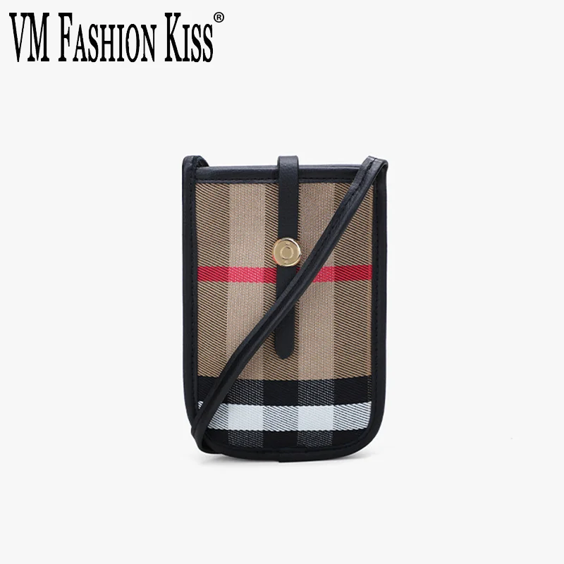 

High quality Classic Retro Large Lattice Leather+canvas Stitching Shoulder Phone Bag Designer Bag Luxury Mini Handbag