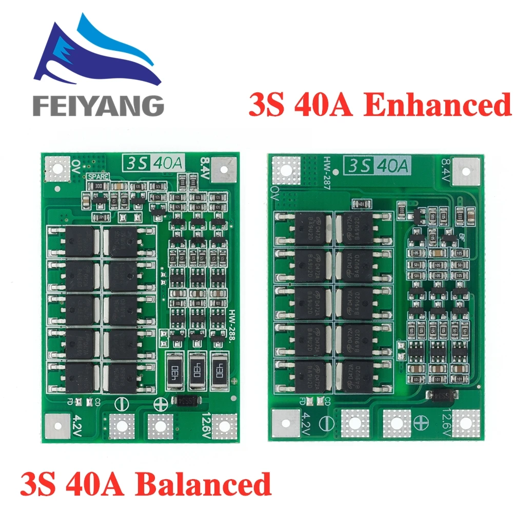 3S 40A Li-Ion Lithium-Batterie Ladegerät Lipo Zelle Modul PCB BMS Schutz Bord Für Bohrer Motor 12,6 V mit balance – Detail 2