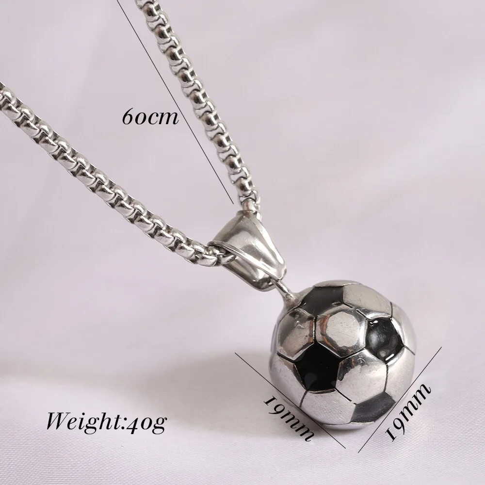 Collana Pallone Da Calcio In Acciaio Inox - Ciondolo 3D Con Scatola Regalo Per Appassionati Di Calcio - Foto 6