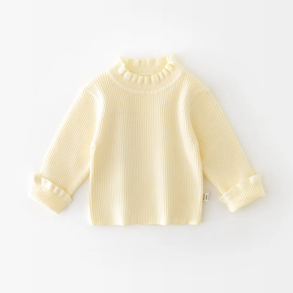 Autumn Baby Girls Knit Sweaters Ruffle Collar Pullover