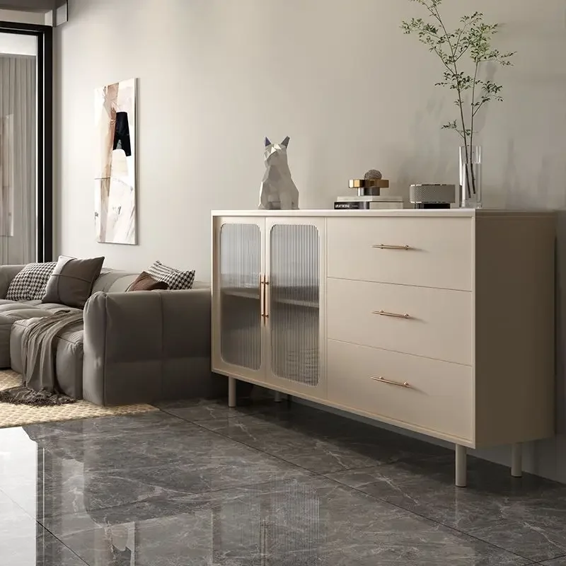 Nordic Household Cabinets Sideboards Living Room Solid Wood Cabinets Multifunctional Storage Locker White Cupboard with Drawers
