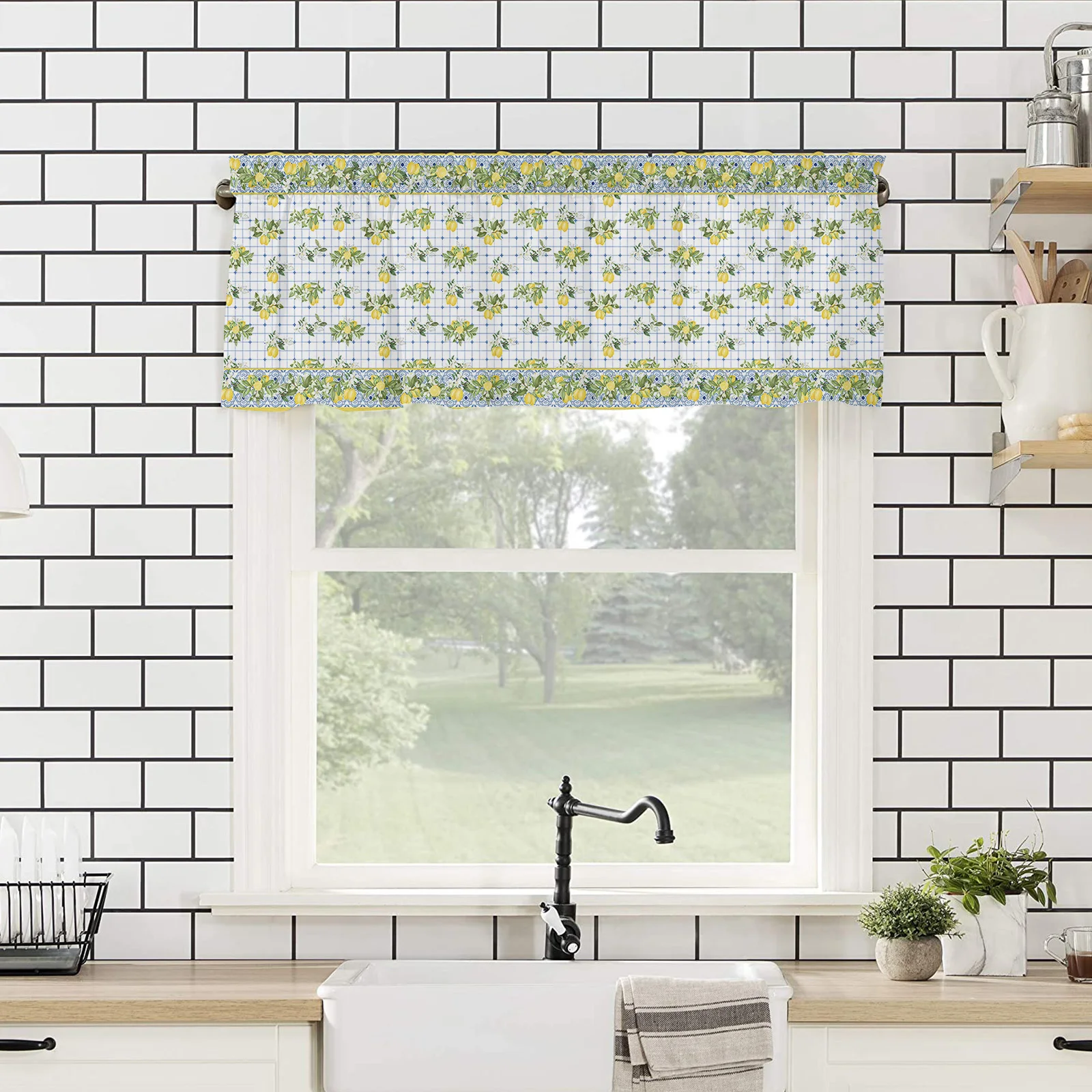 ZEDLIYU Valances for Windows Kitchen Living Room Small Window  Bedroom  Room Decor Valance Lemon 1 Panel 4