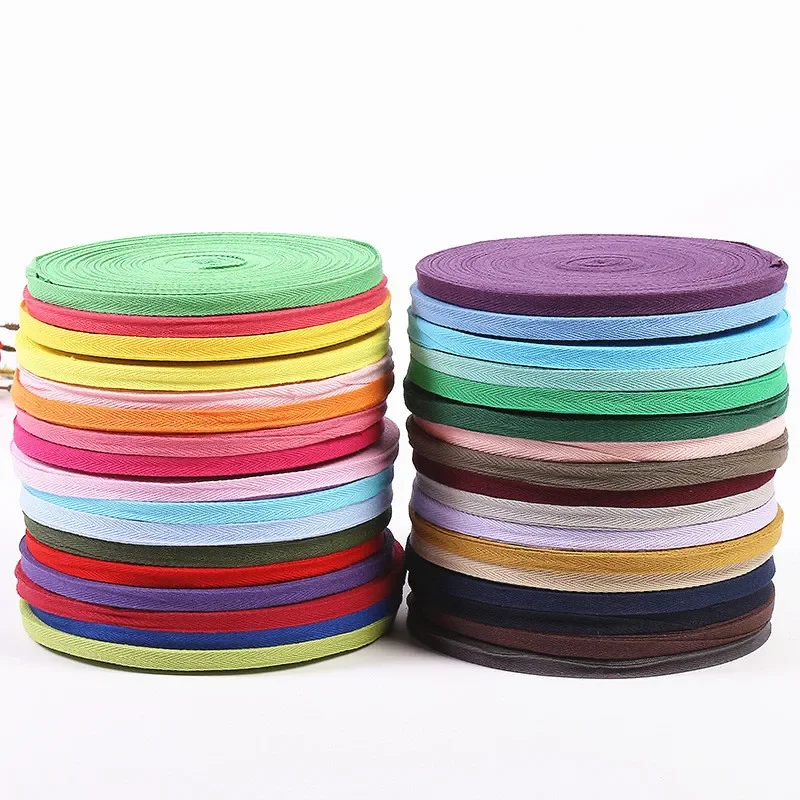 1cm 2cm Herringbone Tape Ribbons Cotton Woven Ribbon Sewing Overlock Cloth Strap Belt DIY Accessories 50yards ribbon decoration ribbon supplies cotton ribbon