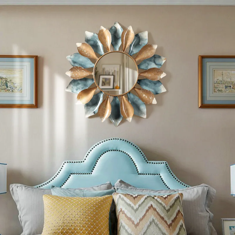 

an Style Hallway Wall Three-Dimensional Iron Decorative Mirror Wall Hanging Creative Home Dining Room Wall Mirror Decoration
