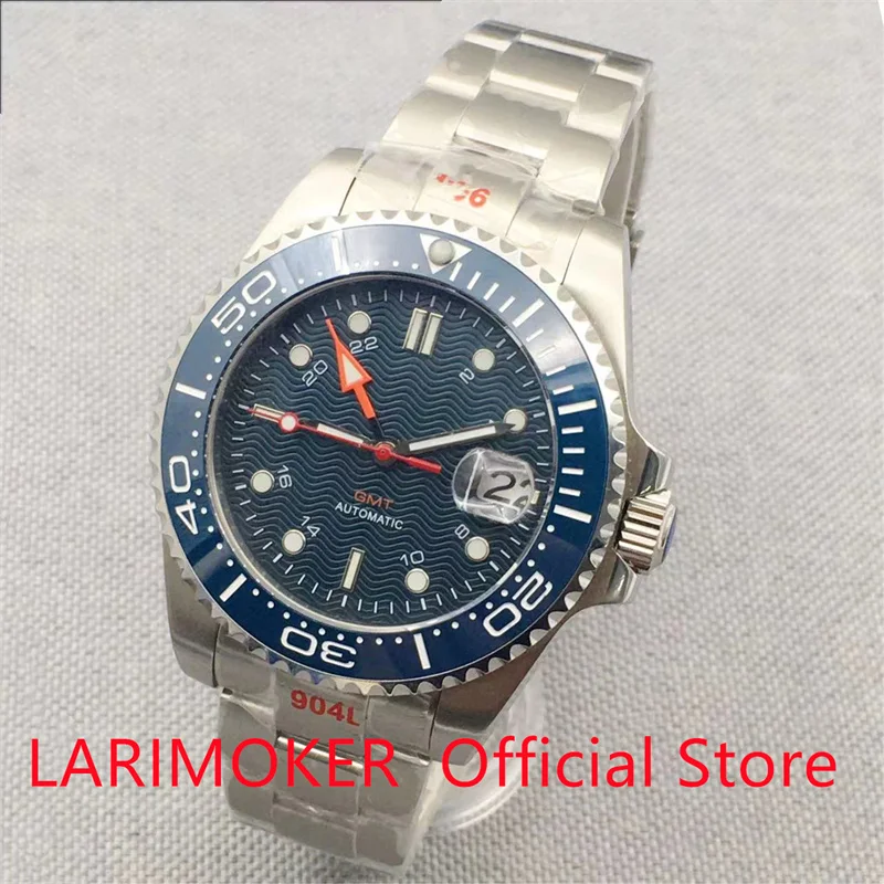 

LARIMOKER 41mm Seiko NH34A GMT DG3804 Movement Self Winding Men Watch Automatic Sapphire Glass Stainless steel strap Date Wind