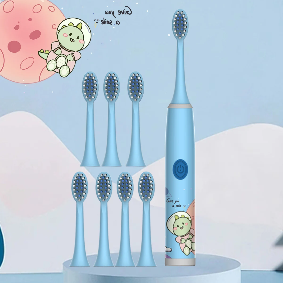 Children's Colorful Cartoon Space Electric Toothbrush with Soft Bristles (Battery Not Included)