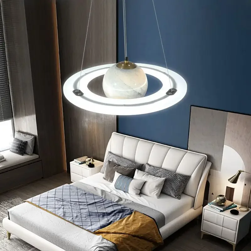 New Children'S Planet Earth Pendant Lamp For Boys Room Living Room Acrylic Space Star Astronaut Led Hanging Light Indoor Decor 4