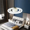 New Children'S Planet Earth Pendant Lamp For Boys Room Living Room Acrylic Space Star Astronaut Led Hanging Light Indoor Decor 4
