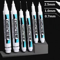 3Pcs/Set For Metal Long Head Marker Pens Oily Waterproof Plastic Large Capacity White Marker Pen Stationery 0.7/1.0/2.5mm 2