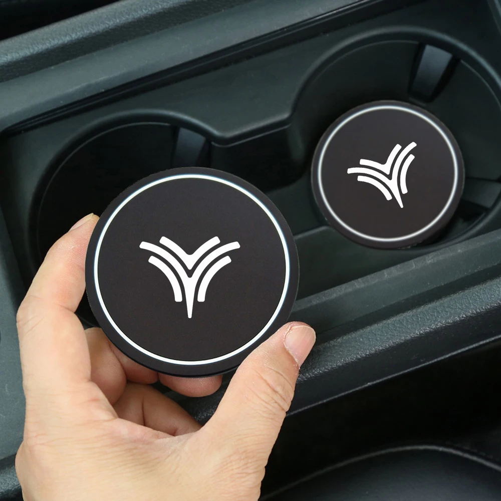 2PCS Car Cup Holder Mat Leather Water Coaster Decoration For NETA V Nezha U Nezha NO1 Car Styling Accessories