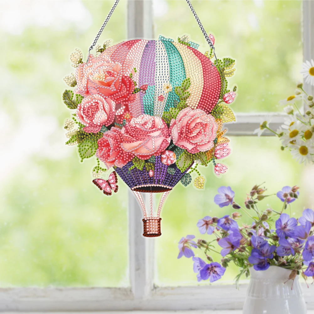 Acrylic Diamond Painting Hot Air Balloon Pendant