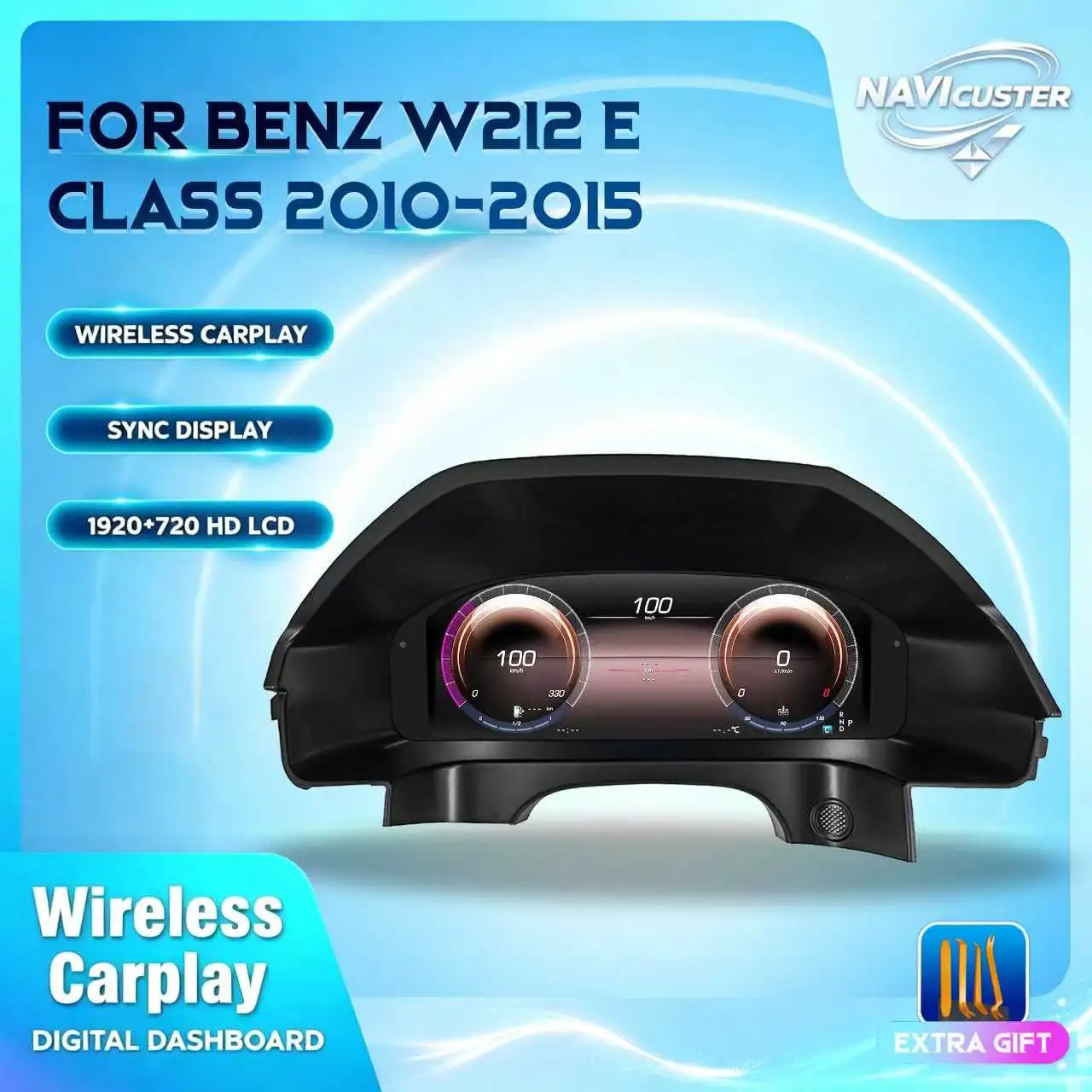 Panel de Instrumentos Digital LCD de 12.3'' para Benz Clase E W212 LHD, Años 2010-2015, Compatible con Carplay, HDMI, Velocímetro LCD, Cabina Virtual 1