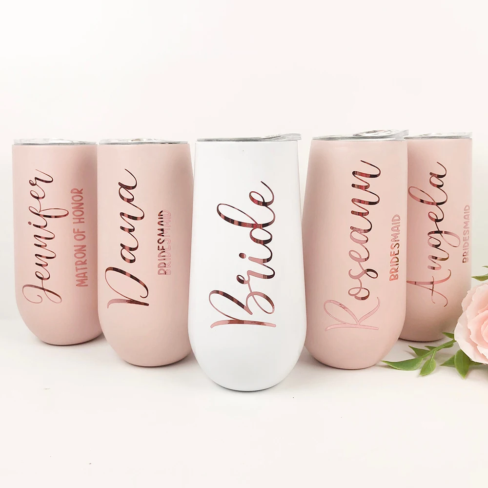 Personalized customizable Champagne Tumbler Flute Bridal Shower Stainless  Steel Wine Insulated Tumbler Bridesmaid Gift Box Ideas - AliExpress