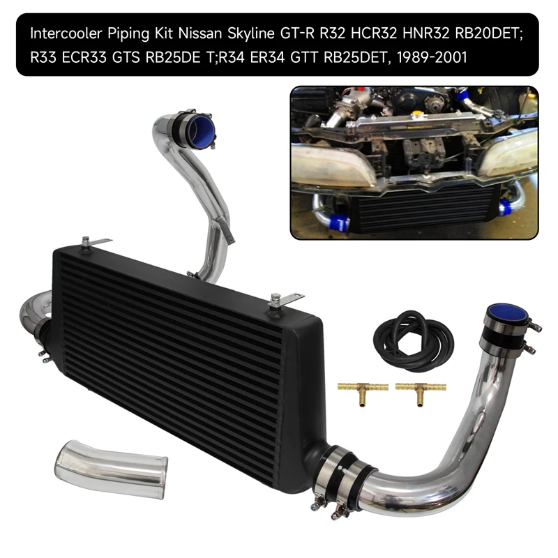 Fmic Intercooler W/ Pipe Piping Kit For Nissan Skyline R32 R33 R34 Gtst
