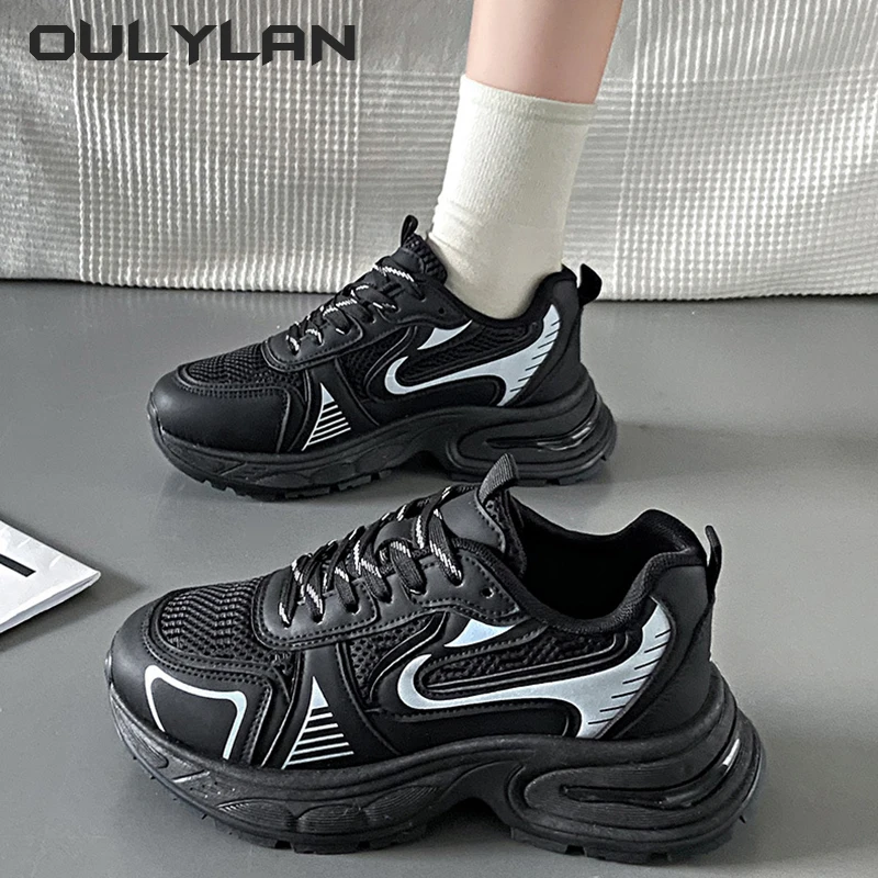 

NEW Female Sports Running Thick Sole Shoes Women's Luxary Chunky Sneakers Shoes Spring Casual Ladies Fitness Vulcanize Shoes