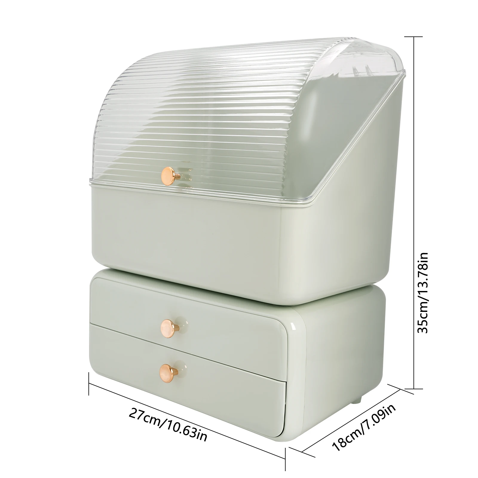 Makeup Organizer with Brush Holder and 2 Drawers, Space-Saving Design for Cosmetics, Jewelry, Easy Access and Storage 5