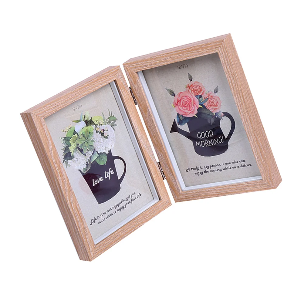 4x6 Inch Fashion Simple Wooden Picture Frames Double Photo Frame (Original Wood Color)