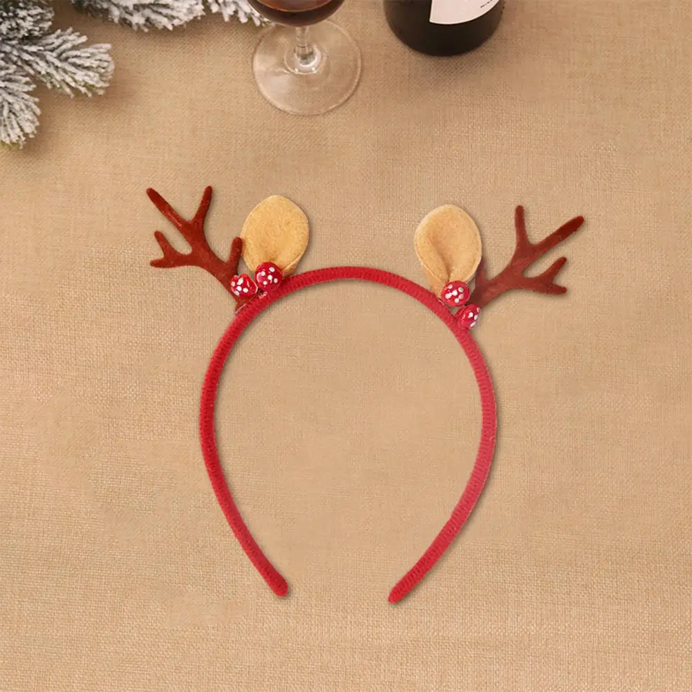 Festive Antler Hairband Festive Reindeer Headband with Bells for Christmas Cosplay Party Colorful Velvet Costume for Christmas