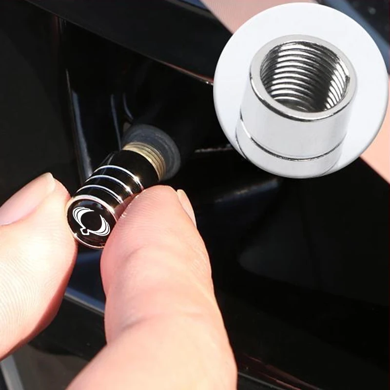 Metal Car Tire Valve Caps Tyre Wheel Stem Air Valve Cover For SsangYong Kyron Rexton G4 2 Tivolan Actyon Korando Musso 4PCS/Set