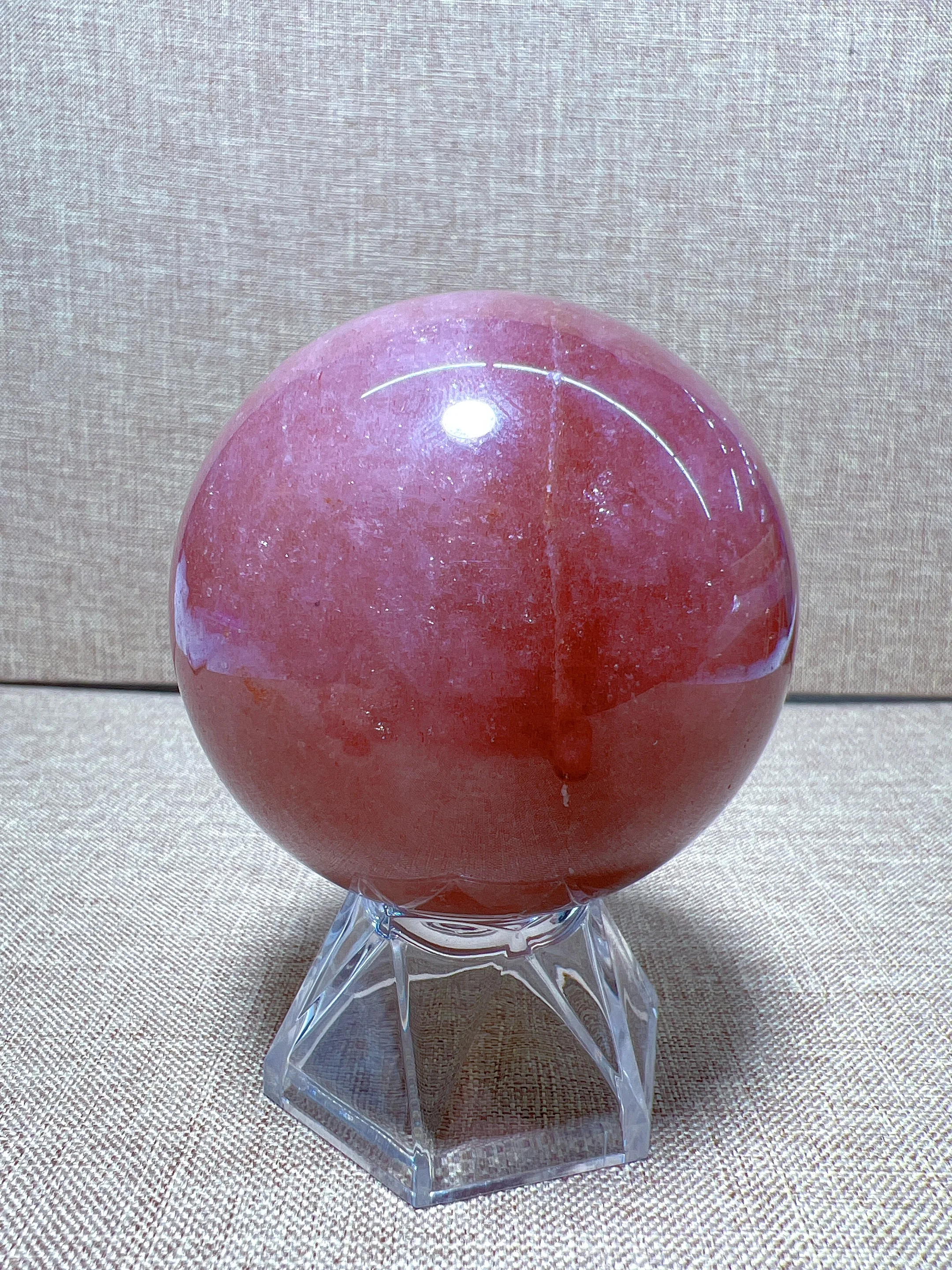 

Natural Strawberry Quartz Sphere Free Form, Carving Reiki Healing Stone Home Decoration Exquisite Gift