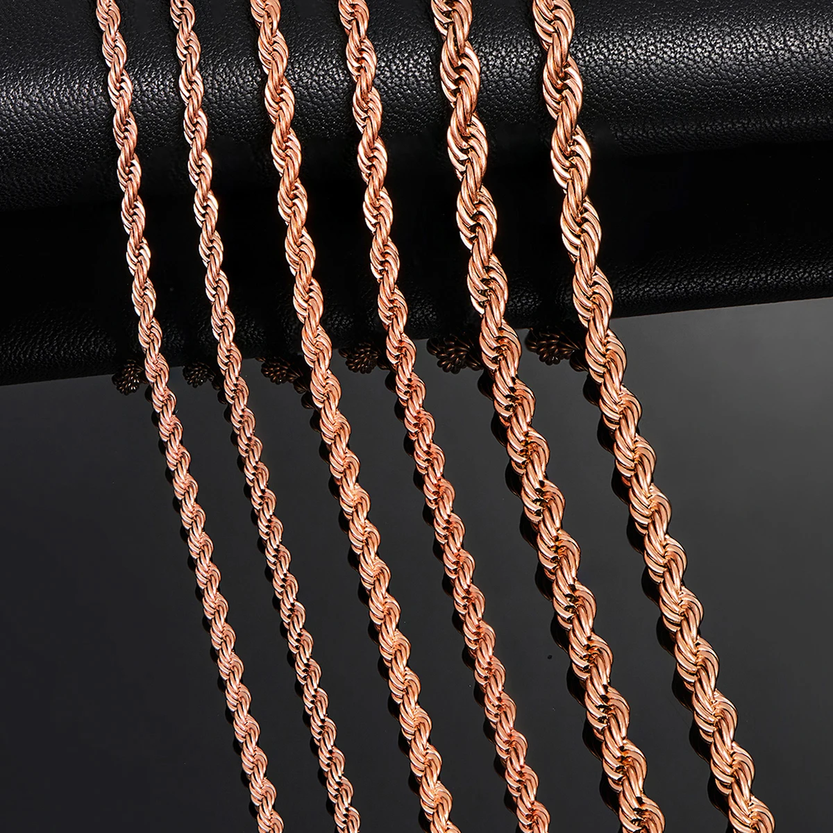 Stainless Steel Twisted Rope Necklaces Rose Gold 2.3mm/3mm/4mm 16 to 30 Inches stainless steel necklace rose gold necklace rose gold necklaces metal necklace