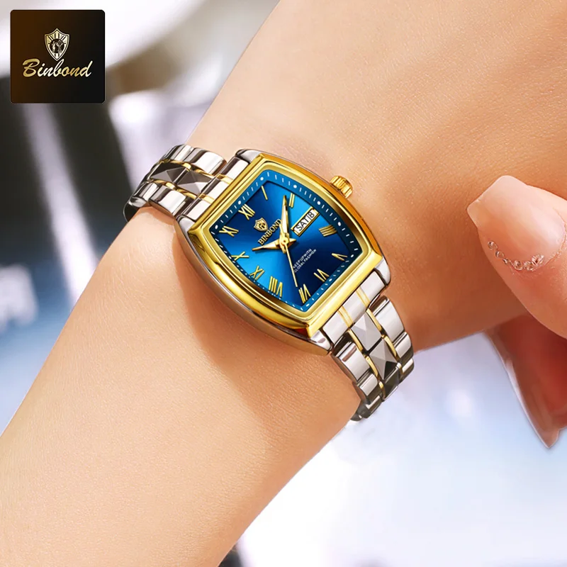 BINBOND Luxury Women's Watches Stainless steel Waterproof Business Fashion Watch for Ms Calendar Luminous New Relogio Feminino 6