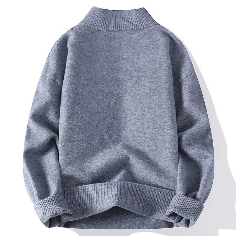 2024New Fall Winter Korean Fashion Zipper Turtleneck Sweater Men High End Mens Christmas Sweaters Soft Warm Cashmere Pullovers A