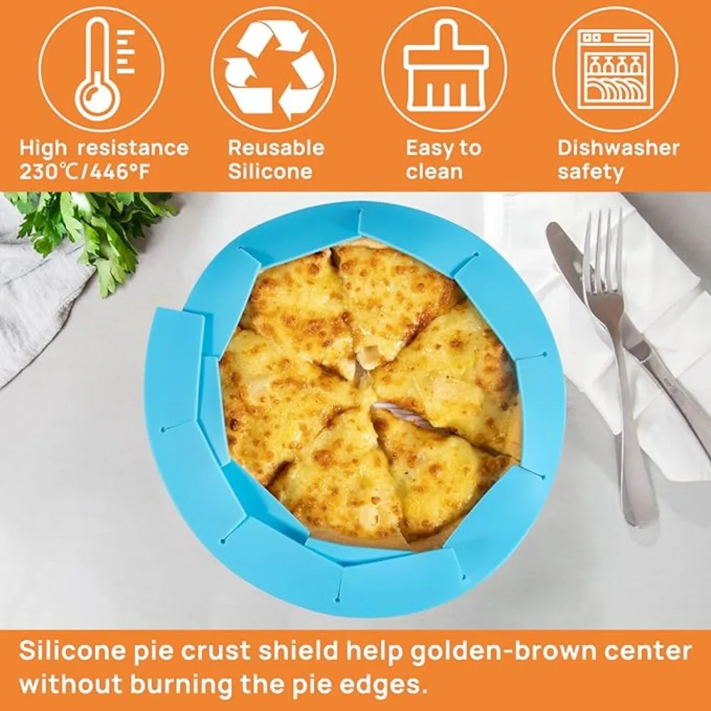 2 PCS Pie Crust Shield Adjustable Pie Crust Covers for Edges of Silicone Crust Protectors when Baking