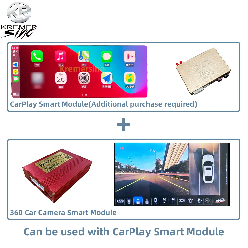 1080P 360 Camera Night Vision 360&deg; Panoramic 3D Reversing Image System Driving Recorder Suitable For CarPlay Smart Module
