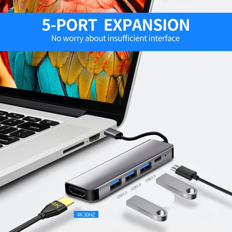 รูปสินค้า USB-C 4K HDMI Hub ชาร์จเร็ว PD สำหรับ Macbook iPad Samsung