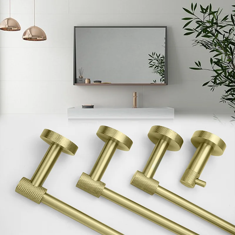 Glossy Rose Gold Chrome Bathroom Hardware Set Wall Mounted Hand Towel Holder Toilet Roll Holder Bathrobe Hook Hanger