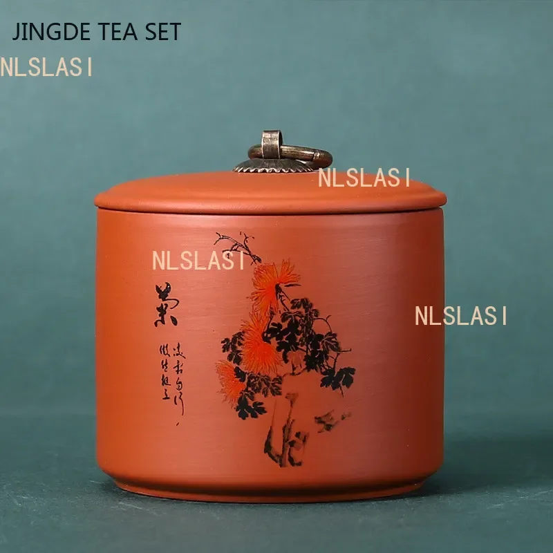 Tea Canister Antique Purple Clay Tea Caddy Nut Coffee Moisture-proof Jars Spice Airtight Container tea tin box,tea canister