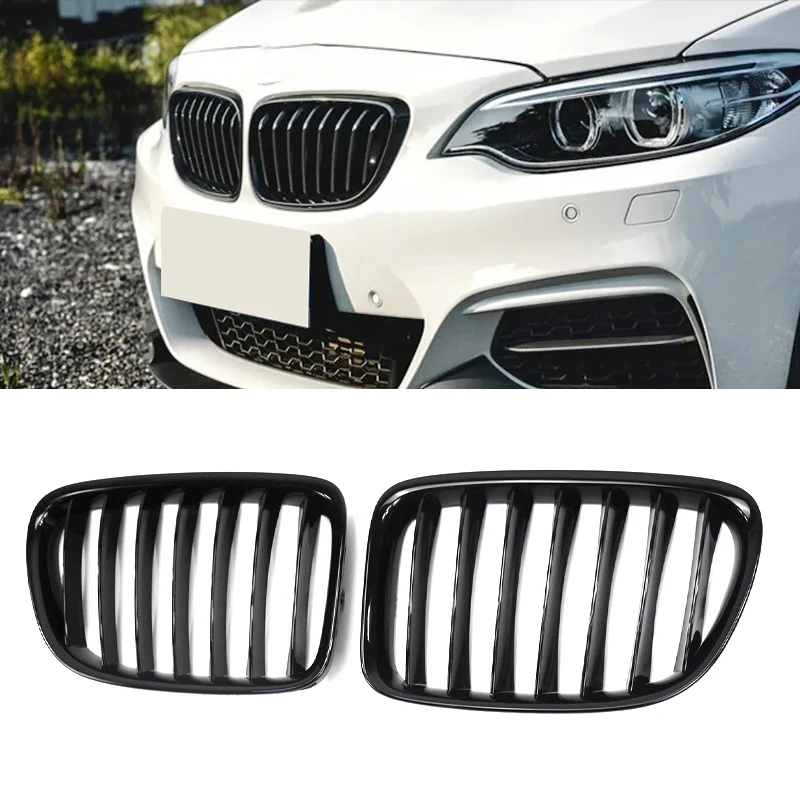 

For BMW X1 E84 Car Front Bumper Grille Kidney Grill Glossy Black Grilles Single Slat Racing Grills Auto Accessories 2010-2015