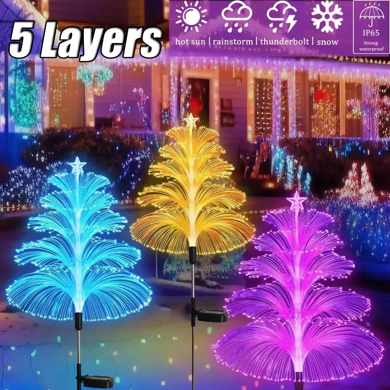 Solar Lights 5 Layer Jellyfish Lights 7 Colors Changing Outdoor Waterproof Landscape Garden Decoration Lawn Yard
