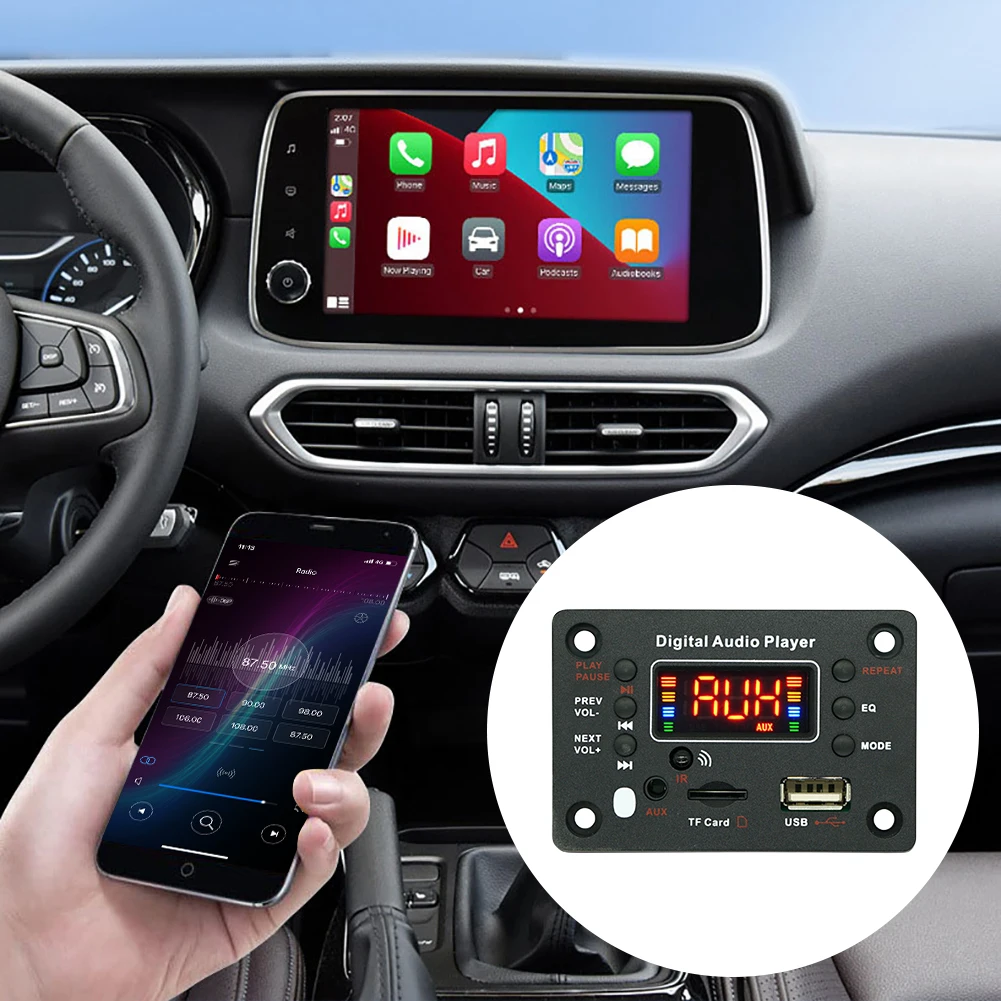 차량용 무선 BT 5.0, MP3 WMA 오디오 모듈, 리모컨 오디오 플레이어, 지지대 TF USB AUX FM 라디오, 12V