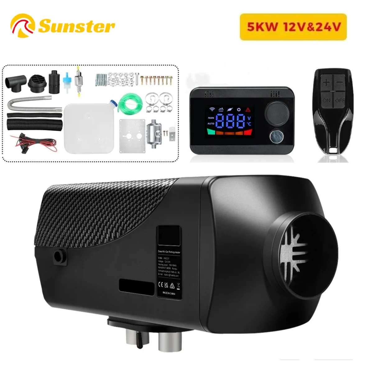 SunsterAirDieselHeater5KW12V24VUniversalCarParkingHeater